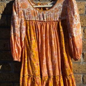 American Eagle Outfitters Floral Orange Boho Dress